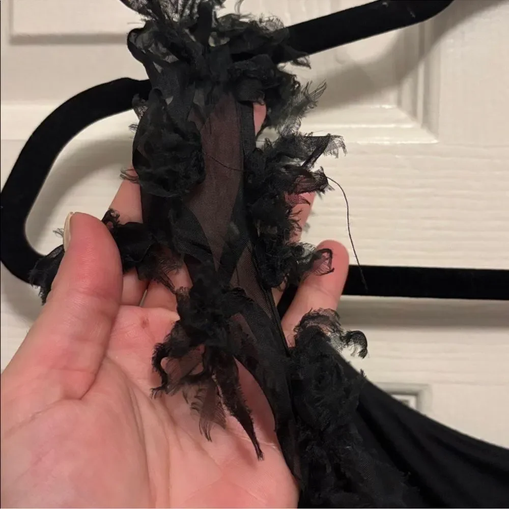 BCBG MAXAZRIA•Chiffon trim black tank top medium - Picture 4 of 7